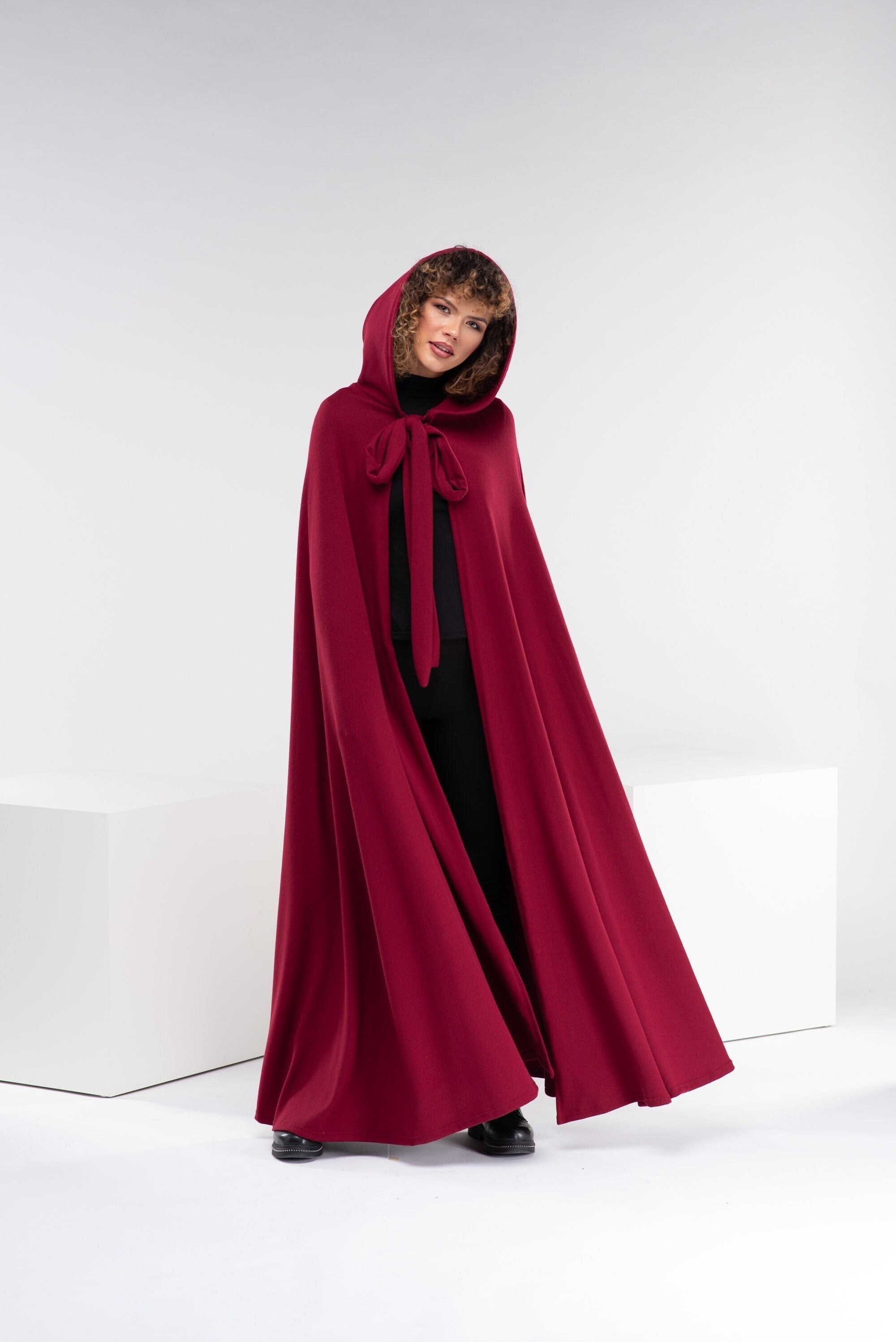 Medieval Red Cloak Long Plus Size Cape Wool Witch Cloak - Etsy Israel
