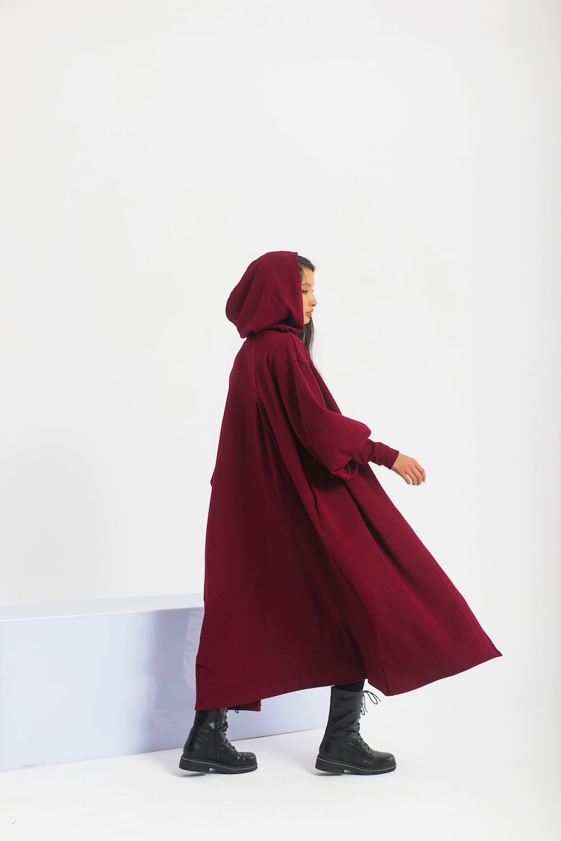 Burgundy Red Medieval Cloak Viking Hood Winter Cape Wool - Etsy