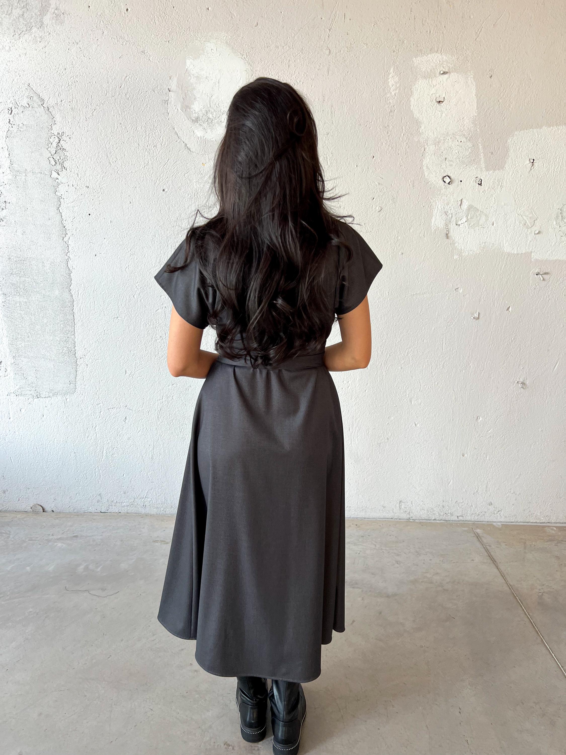 Japanese Wool Kimono Dress Maxi Wrap Dress Fall Midi Dress With japanese-wool-kimono-dress-maxi-wrap-dress-fall-midi-dress-with