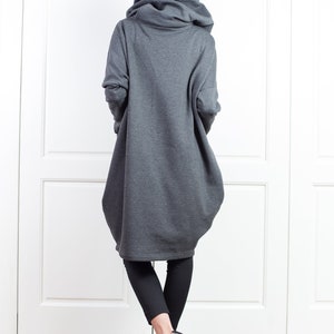 Oversized Hoodie, Cyberpunk Hoodie, Asymmetrical Cotton Coat, Cyberpunk Clothing for Women image 7