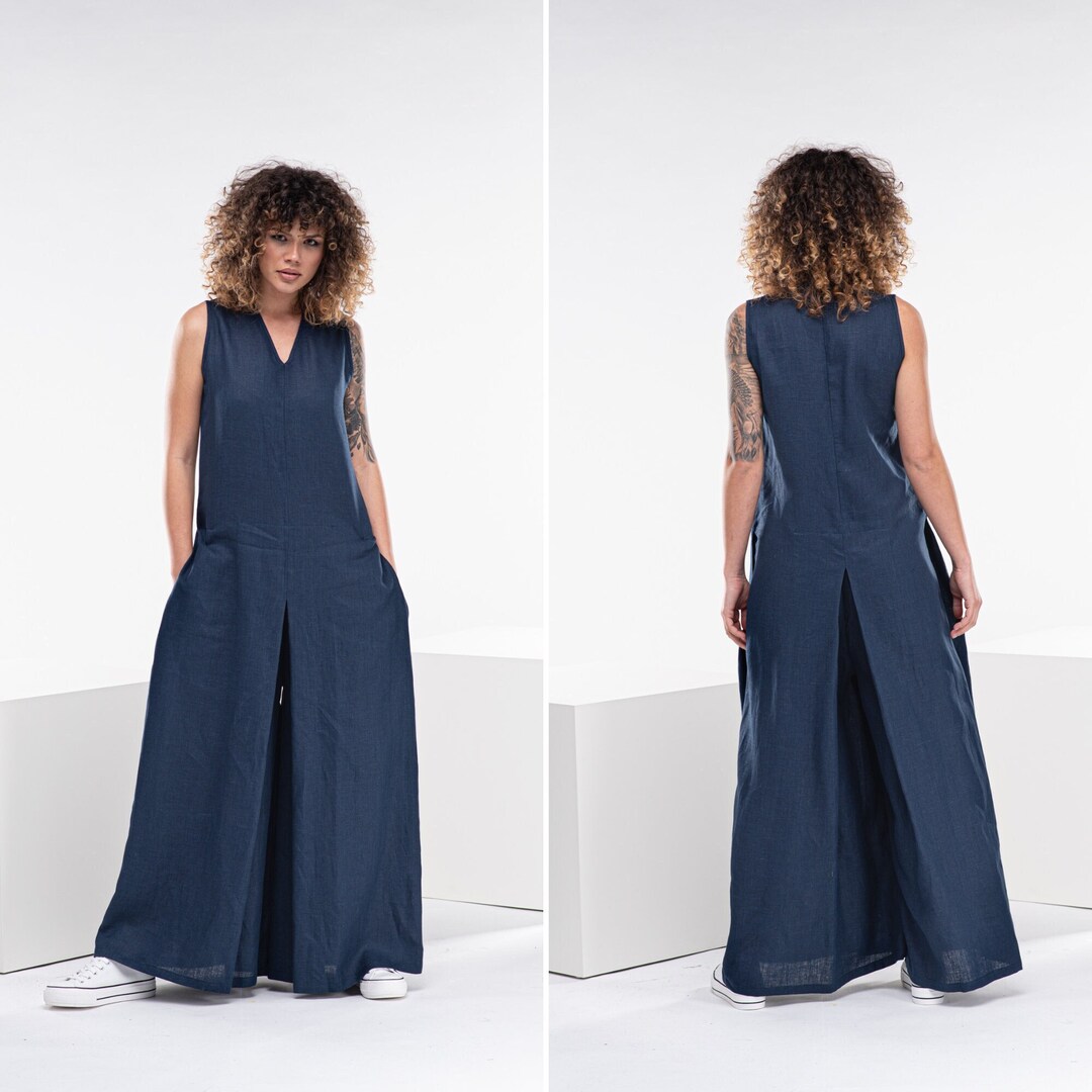 Women’s Jumpsuit Elegant Plus Size Linen Cotton Loose Fit