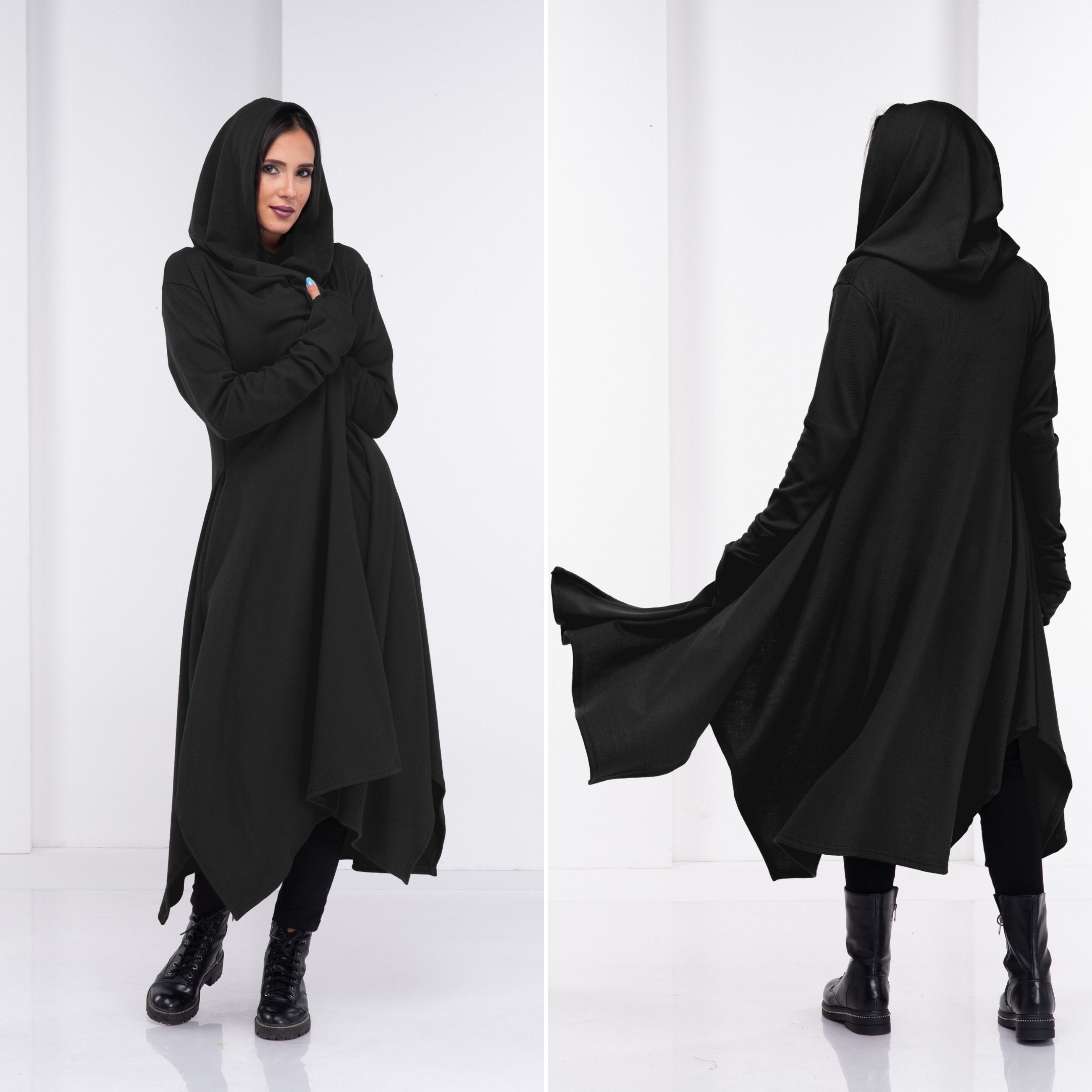 YM YOUMU Lady Girls Cloak Cape Coat Winter Fleece Ear Hooded Baggy