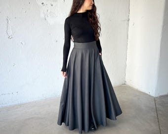 Black Formal Dresses Plus Size Evening Skirts Long Wool Maxi Skirt, Grey  High Waisted Skirt, Plus Size Winter Skirt, Floor Length Steampunk Skirt
