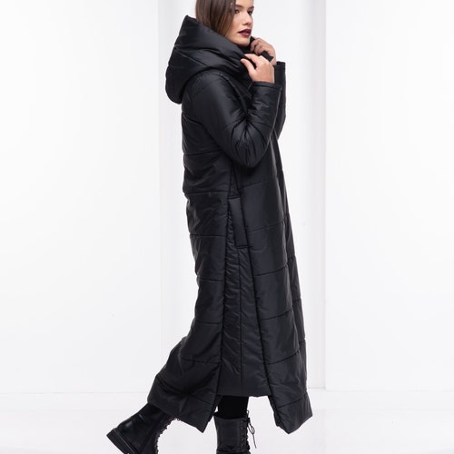 ジャケット・アウター Liora Long Quilted Down Coat black / M Quilted Puffer Jacket, Long Down Coat, Maxi Gothic Coat, Bomber