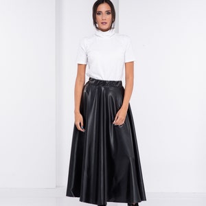 Leather Skirt, High Waisted Skirt, Black Steampunk Skirt, Long Maxi ...