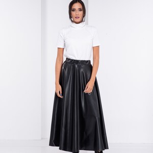 Lange leren rok, gotische maxirok, cyberpunkkleding, steampunkrok, boho maxirok afbeelding 5