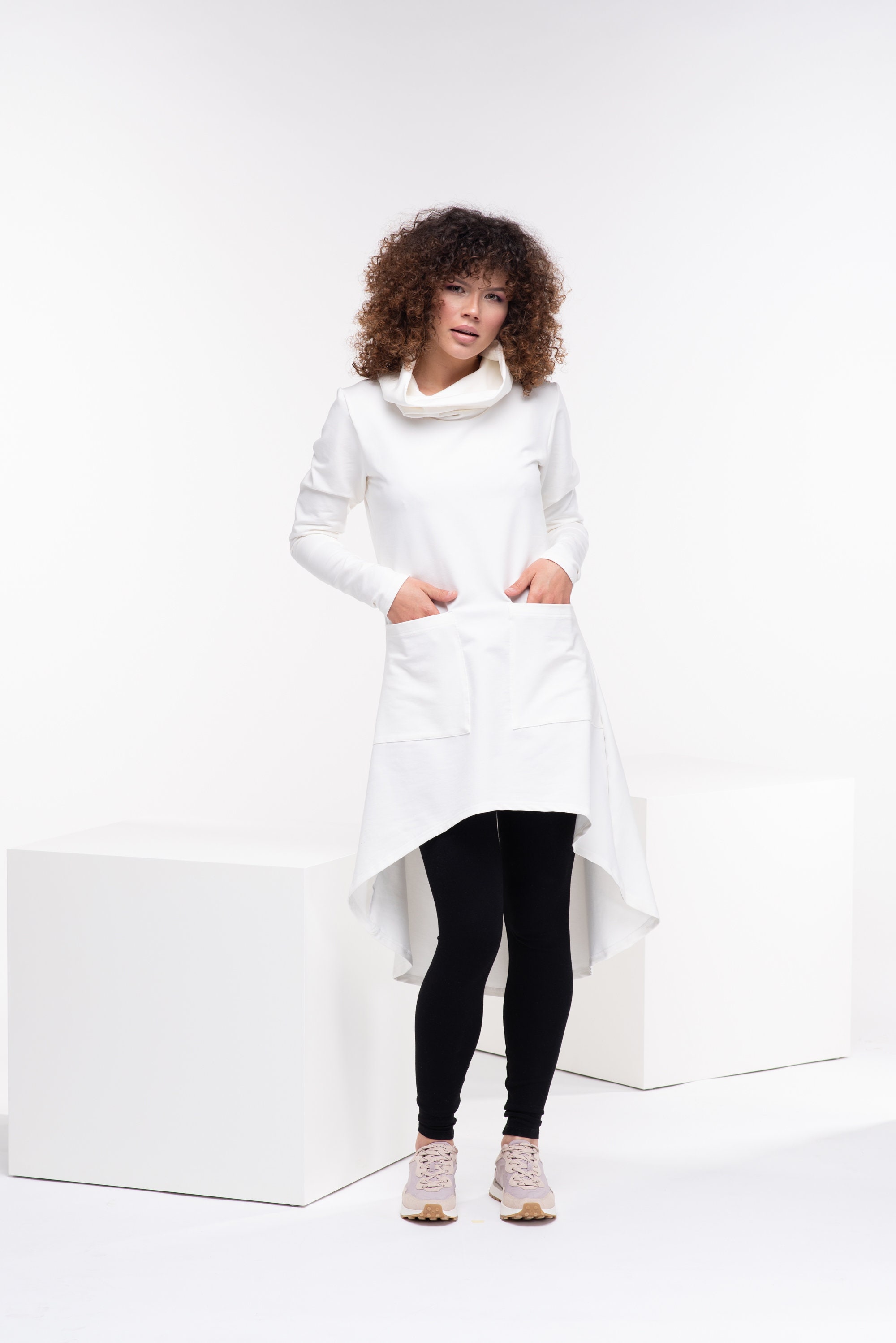 Off White Turtleneck Tunic Aesthetic 