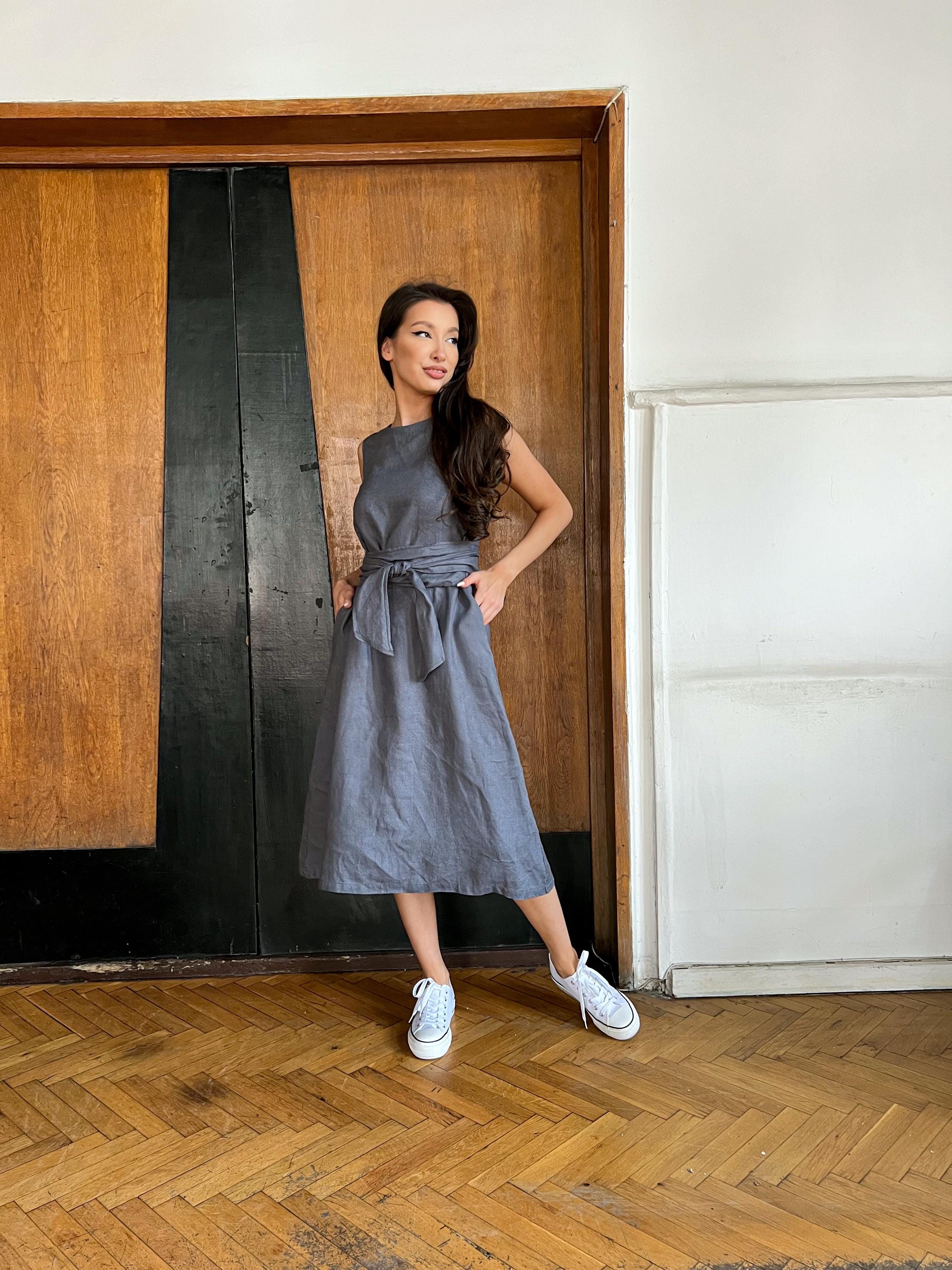 multiway linen dress DEVON BIAS CUT MULTIWAY LINEN MAXI DRESS