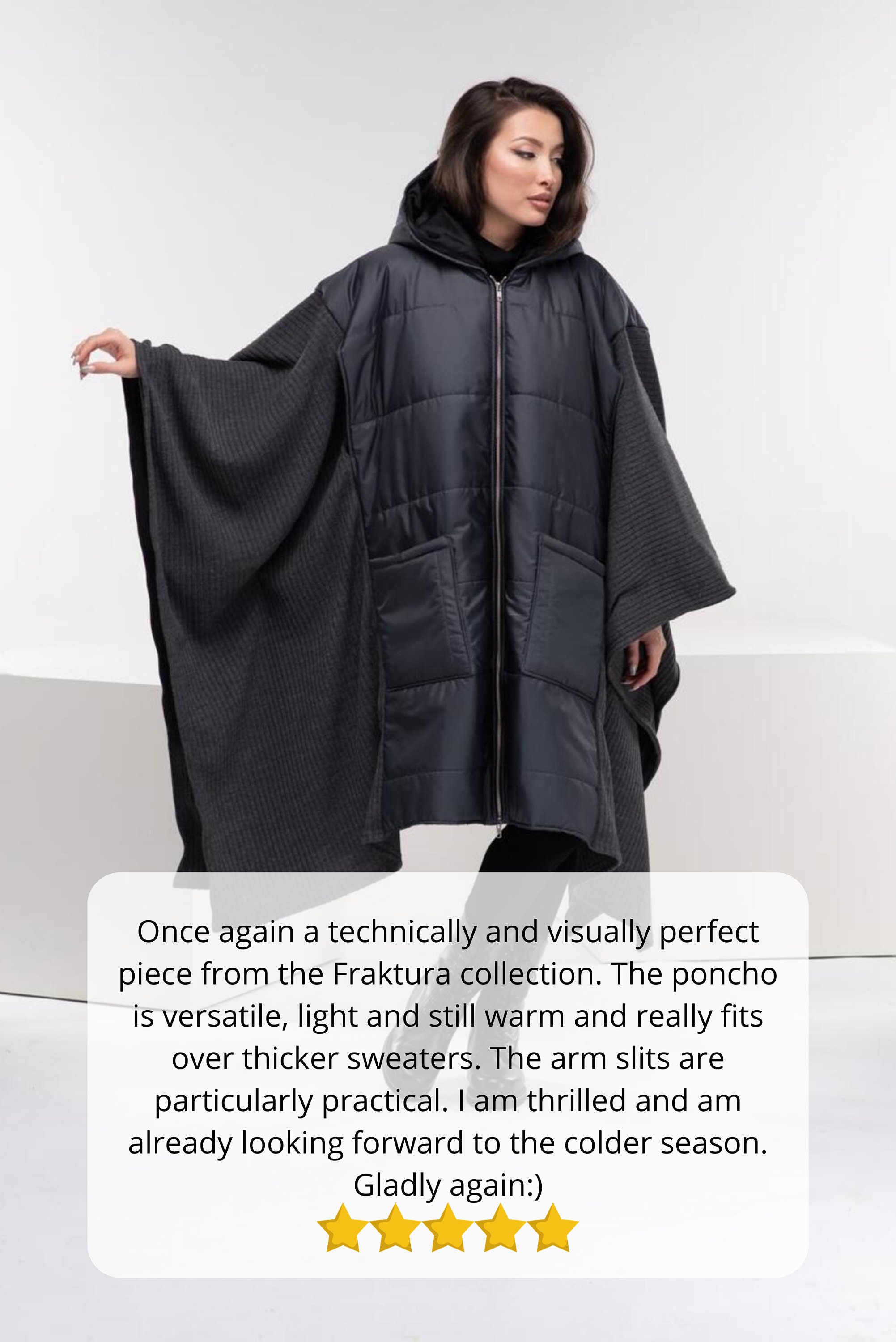 ウールの冬用ポンチョ、オーバーサイズのサイバーパンクジャケット