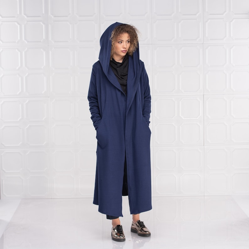 Wool Cloak, Hooded Wool Coat, Kimono Cardigan, Wool Hoodie image 2