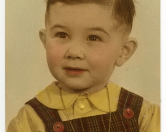 Vintage photo 'Sharp Boy' hand coloured tinted photo, portrait, kids children, original found photograph