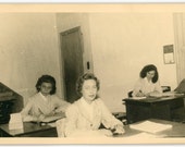 Ladies office - original vintage real photo postcard- RPPC- 50s office- ladies writing- women at work- paper ephemera