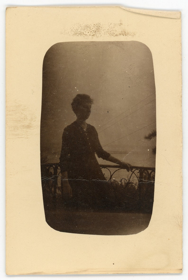 woman Antique photos /'Serene Moments/' portraits of a lady reading and at a balcony vintage photos