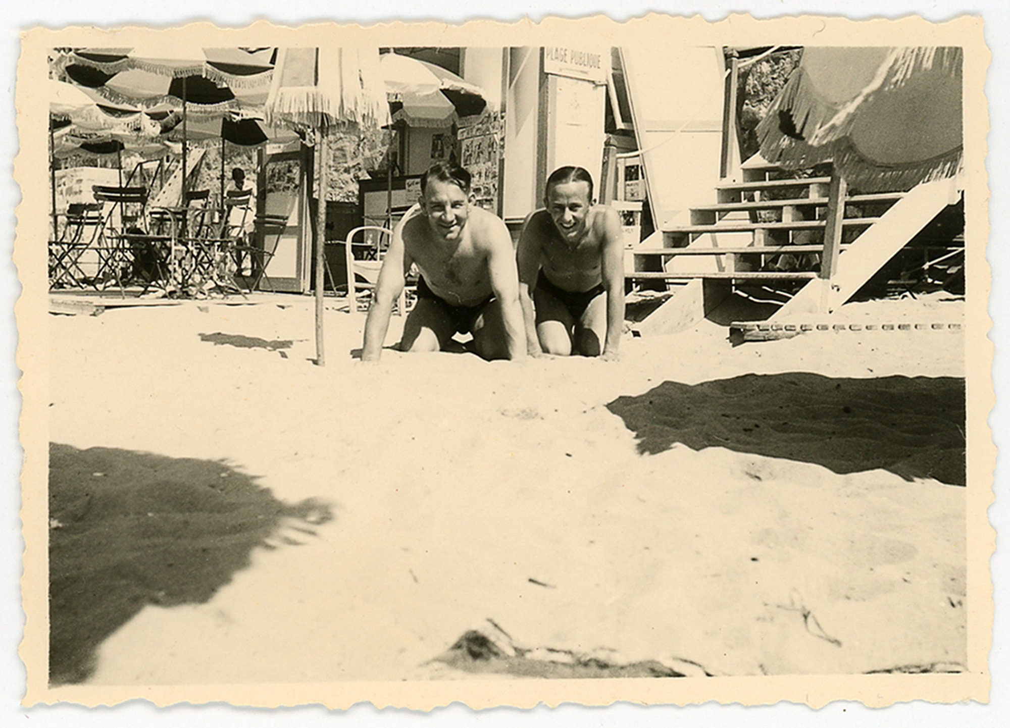 Vintage Photo beach Boys Snapshot Semi Naked Guys