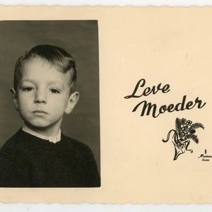¡Viva mamá! - original 60s vintage tarjeta de vacaciones de fotos reales- día de la madre- retrato de niño- efemérides de papel