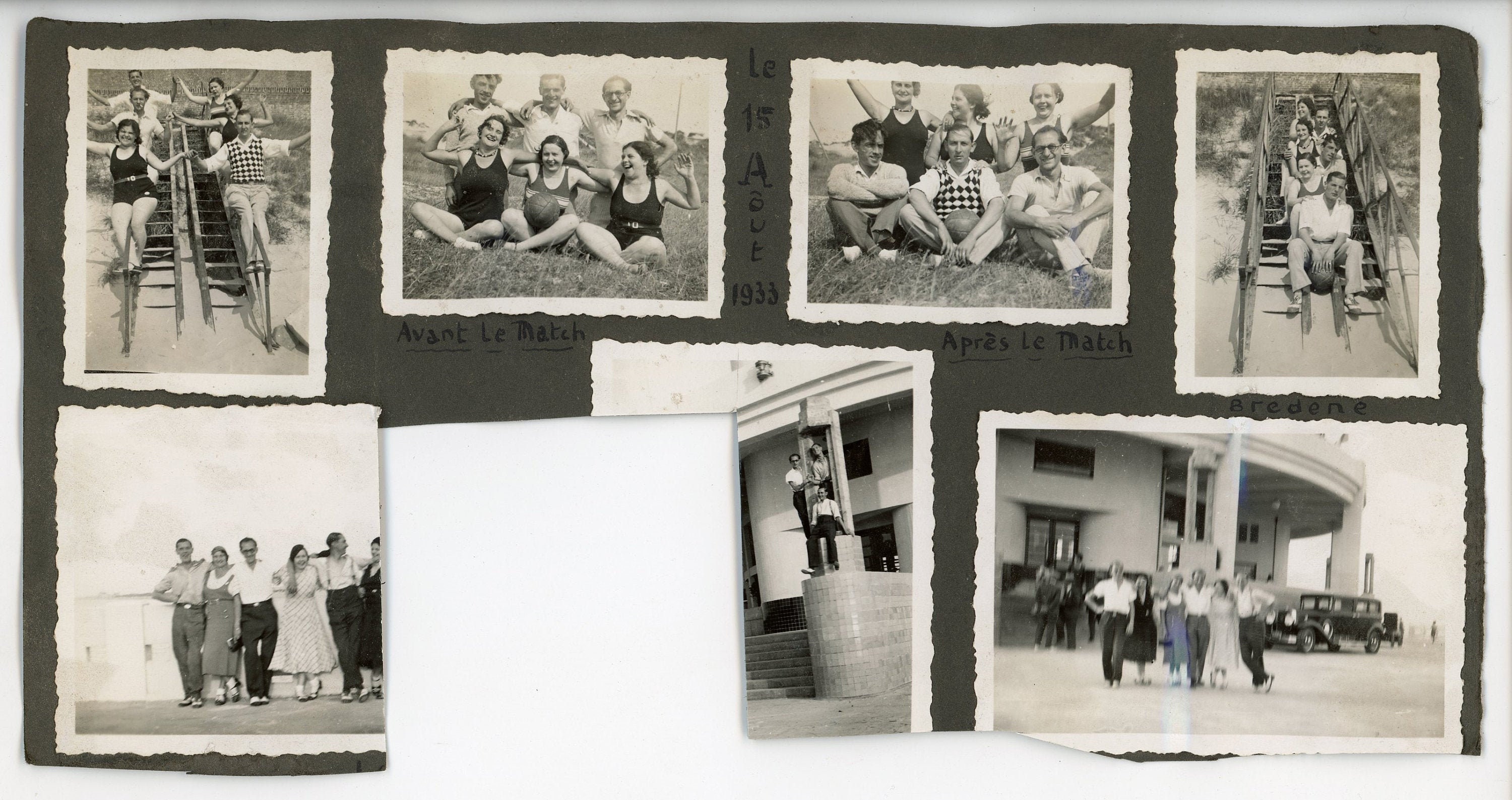 Vintage photos 'Summer '33' album page, snapshots, family pictures, summer holidays, beach, original found photo, modern social
