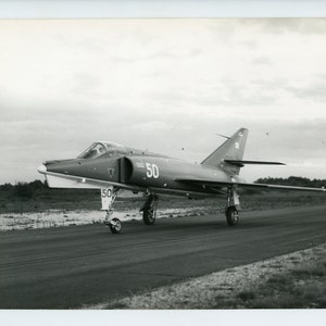 Vintage photo Dassault jet fighter ,air tot air photo- large print, military aircraft- military aviation collectible