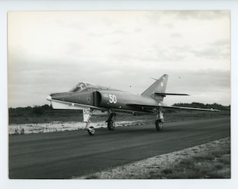 Vintage foto Dassault straaljager, lucht tot lucht foto- grote print, militaire vliegtuigen- militaire luchtvaart verzamelobject