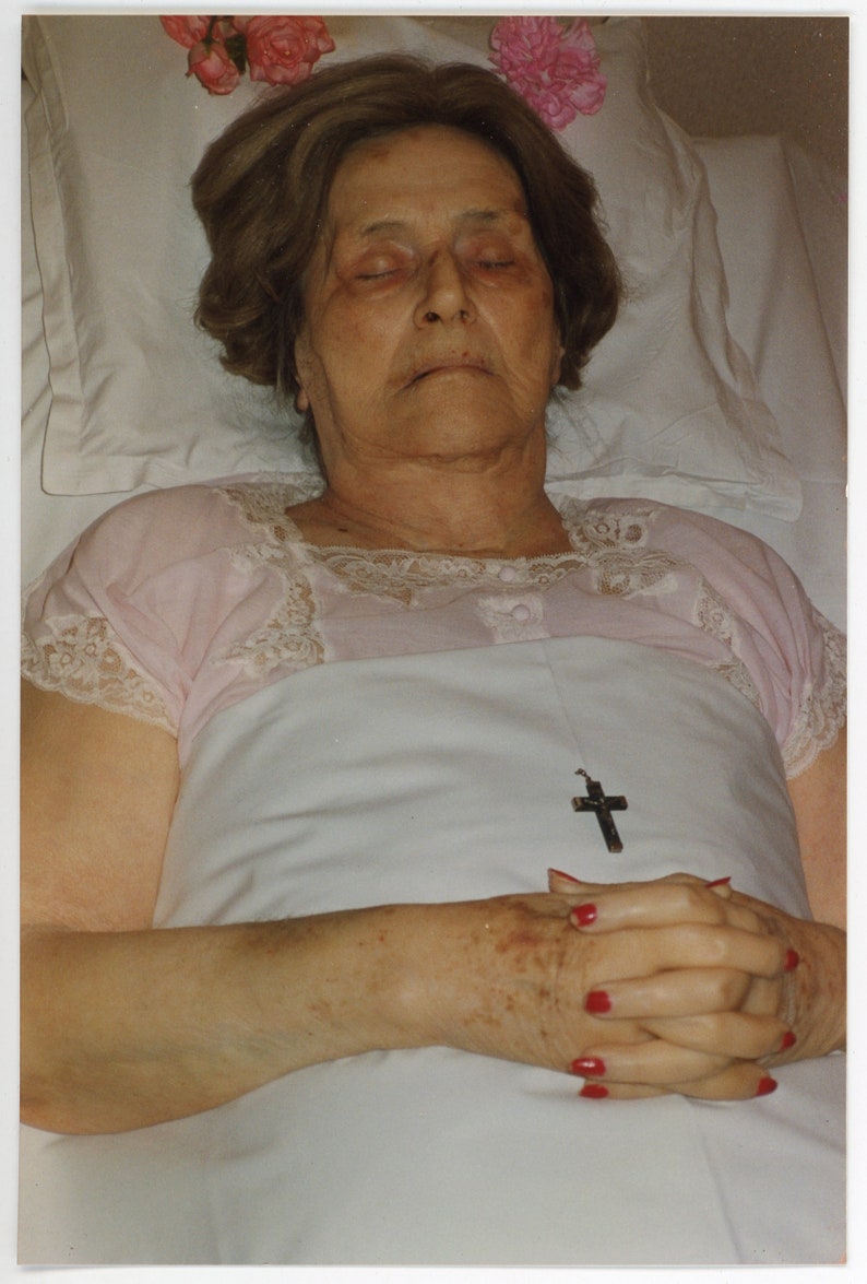 Vintage Photo 'colour Post Mortem' Three Photos of Deceased Woman Laid Out, Death, Mourning