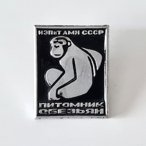 Insigne soviétique vintage Singe Insigne URSS Singe épingle noir blanc de l'ère soviétique