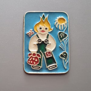 Vintage USSR Enamel Pin: Cipollino Fairy Tale Badge