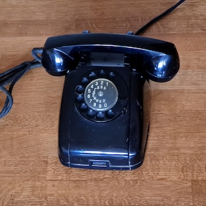 Latvian Vintage Rotary Phone 1962 year – USSR Black Desk Telephone, Office decor in retro style