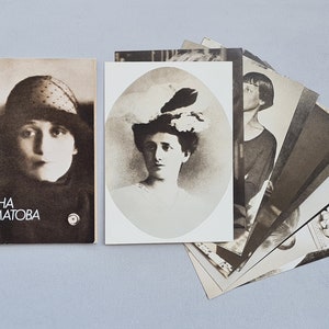 Anna Achmatowa, Kolekcja pocztówek, radziecki vintage, rosyjska poezja, zestaw pocztówek ze zdjęciami
