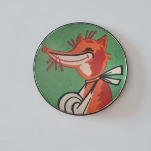 Odznaka vintage Fox Radziecki Pin Odznaka dziecięca Wyprodukowano w ZSRR Postać z kreskówki z czasów radzieckich Fox