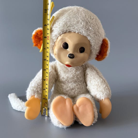 Vintage Soviet Rubber Face Toy Monkey – 1970s USSR Stuffed Animal