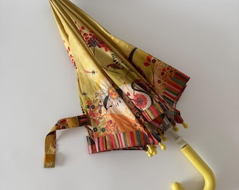 Vintage Soviet Children’s Umbrella – 1970s USSR Floral Folding Umbrella