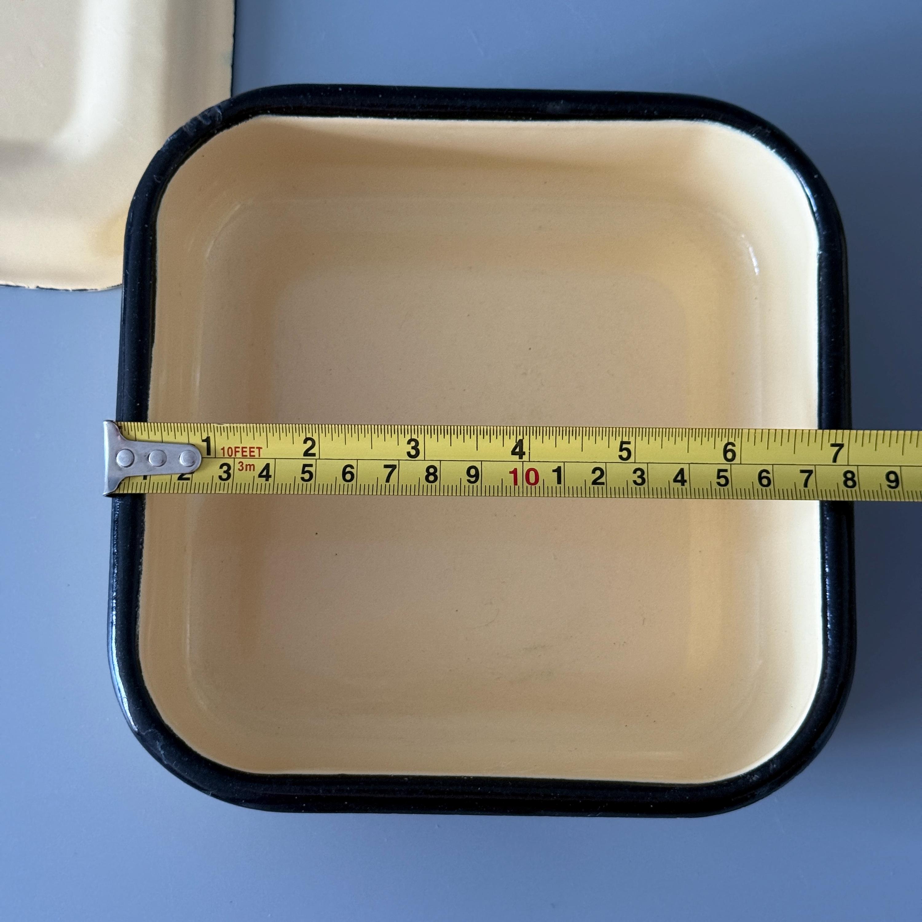 Vintage Yellow Enamel Food Container With Lid, Small Refrigerator