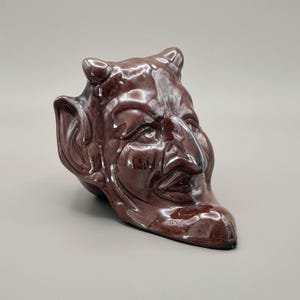 Vintage brown ceramic planter Mephistopheles, figurine devil, cabin accessories, Table decor, gifts for men, Indoor planter