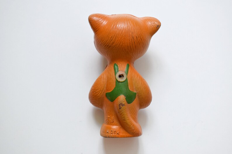 Rare Vintage rubber toy cat Soviet vintage 1950-s Toys for bath Made in USSR The catr in a green waistcoat
