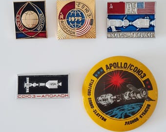 Rymdmärken, Kosmonaut, Apollo Soyuz, Sovjetisk kosmosnål, 1975, USA och Sovjetunionen, Sovjetisk vintagenål