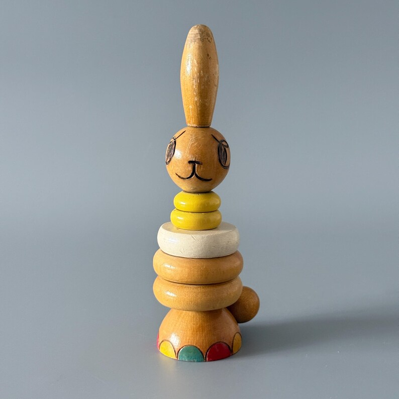 Vintage Soviet Wooden Bunny Stacking Toy – 1970s USSR Children’s Toy - Etsy