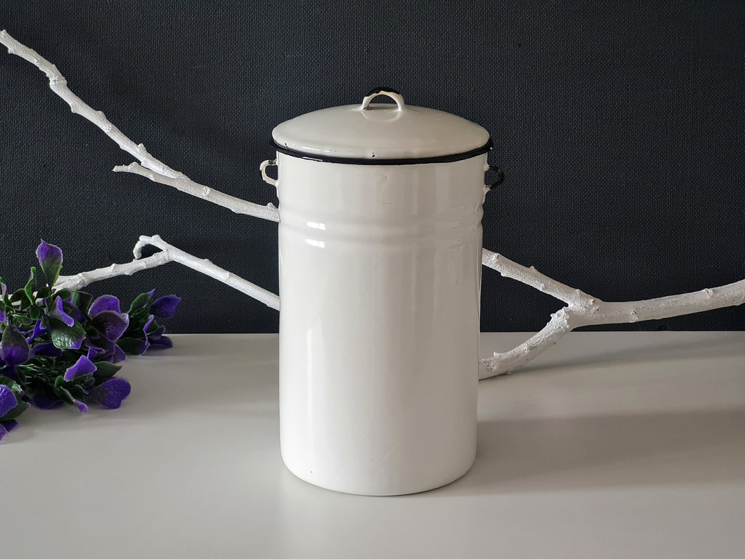 Vintage Enamel Bucket With Lid Soviet Enamel Milk Can Tall Etsy Canada