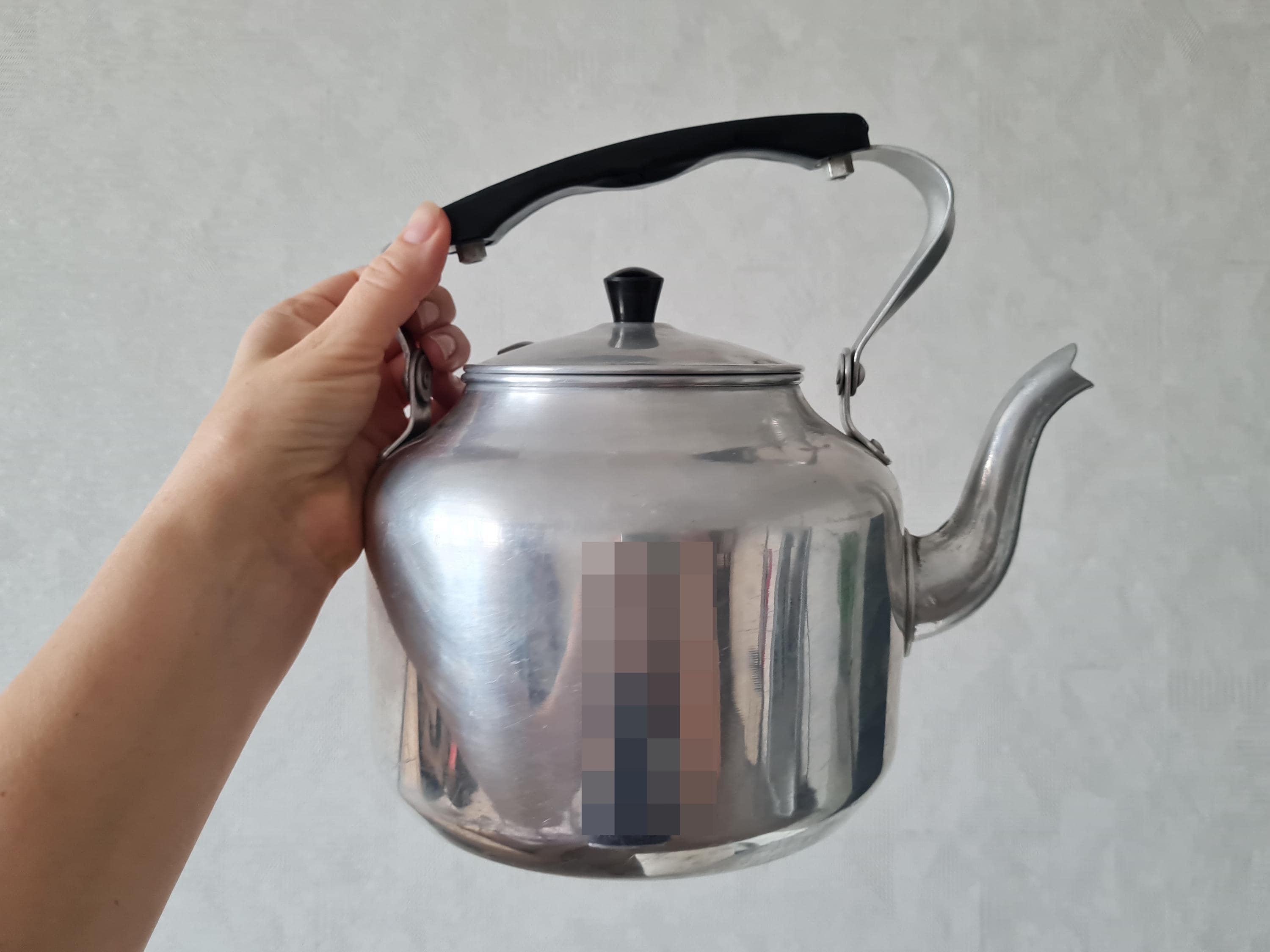 Vintage Soviet aluminum kettle for stovetop, Large metal kettle