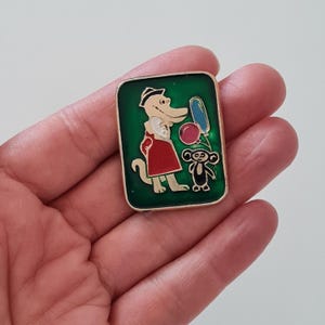 Radziecka odznaka Vintage Cheburashka i Krokodyl Gena チェブラーシカ