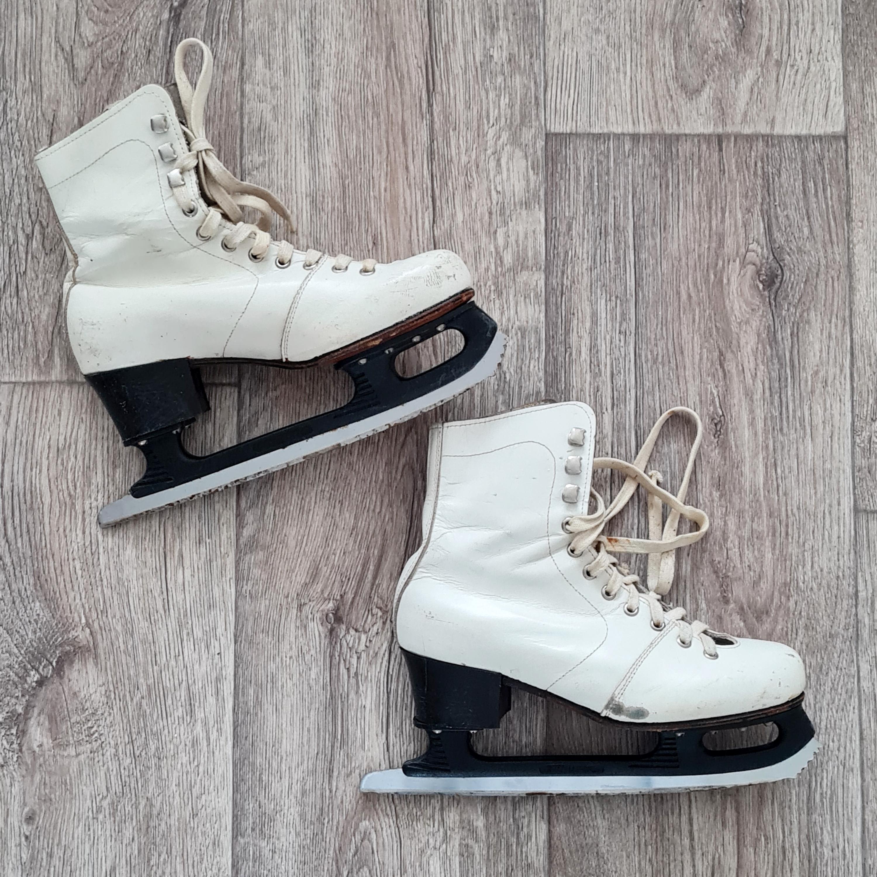 Anciens patins à glace en bois et métal Schlittschuhe antik (Gebraucht