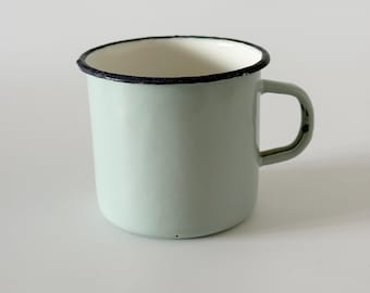 Vintage light blue enamel mug, Soviet vintage mug, retro enamelware, camping mug