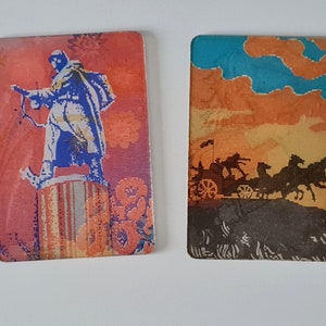 Cartas 3D vintage soviéticas. Tabuada de multiplicação de bolso infantil vintage, recordações soviéticas, tema patriótico russo