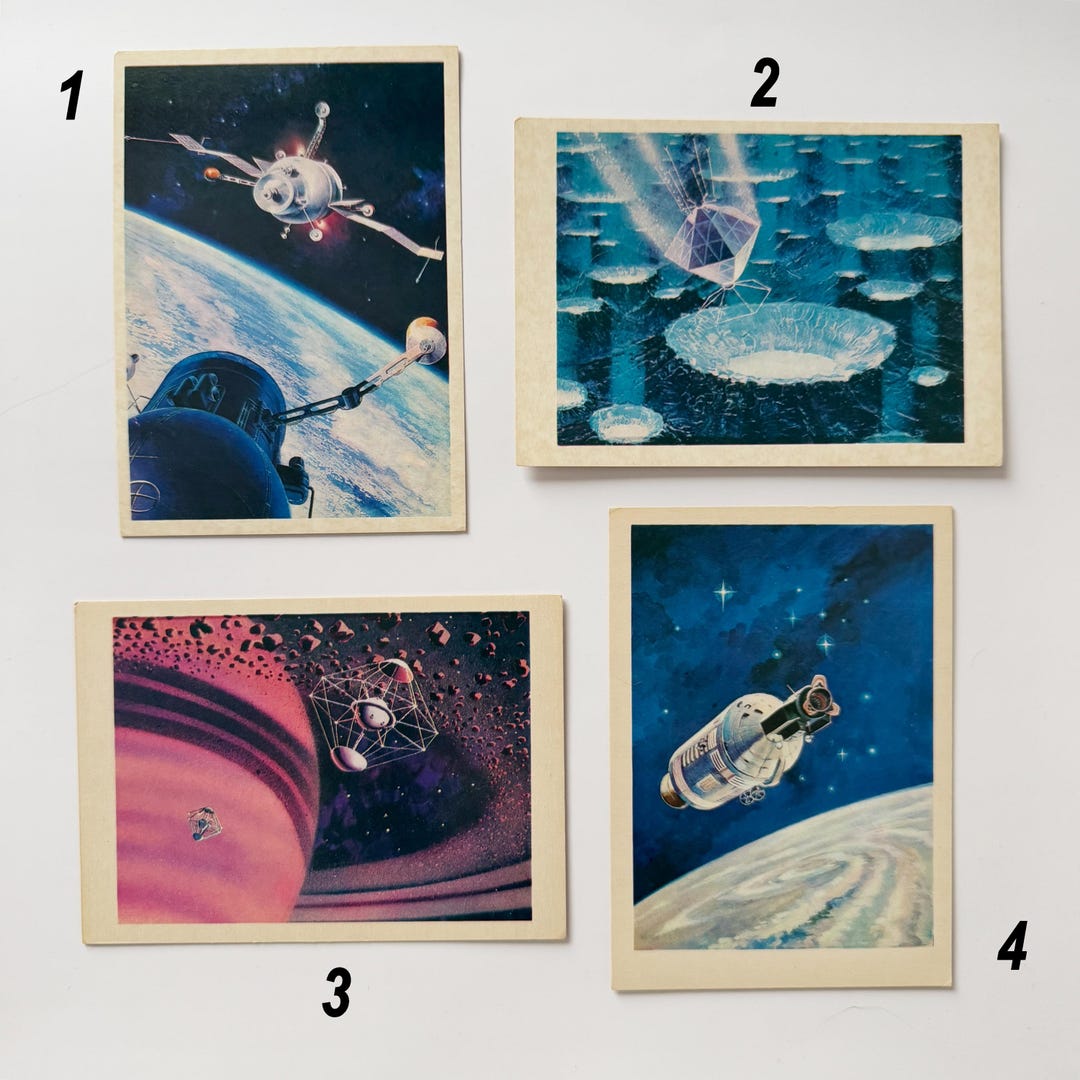 Spaceman Postcards Soviet Vintage Space Postcard Set, Astronomy, Planets, Space Prints ...