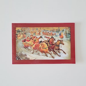 Cartolina sovietica, cartolina d'epoca di Capodanno, biglietto di auguri di Natale, troika russa
