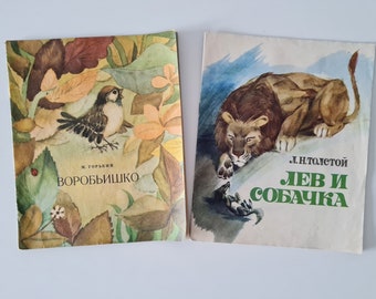 Soviet vintage books, stories for the youngest in russian language, children's books, Leo Tolstoy