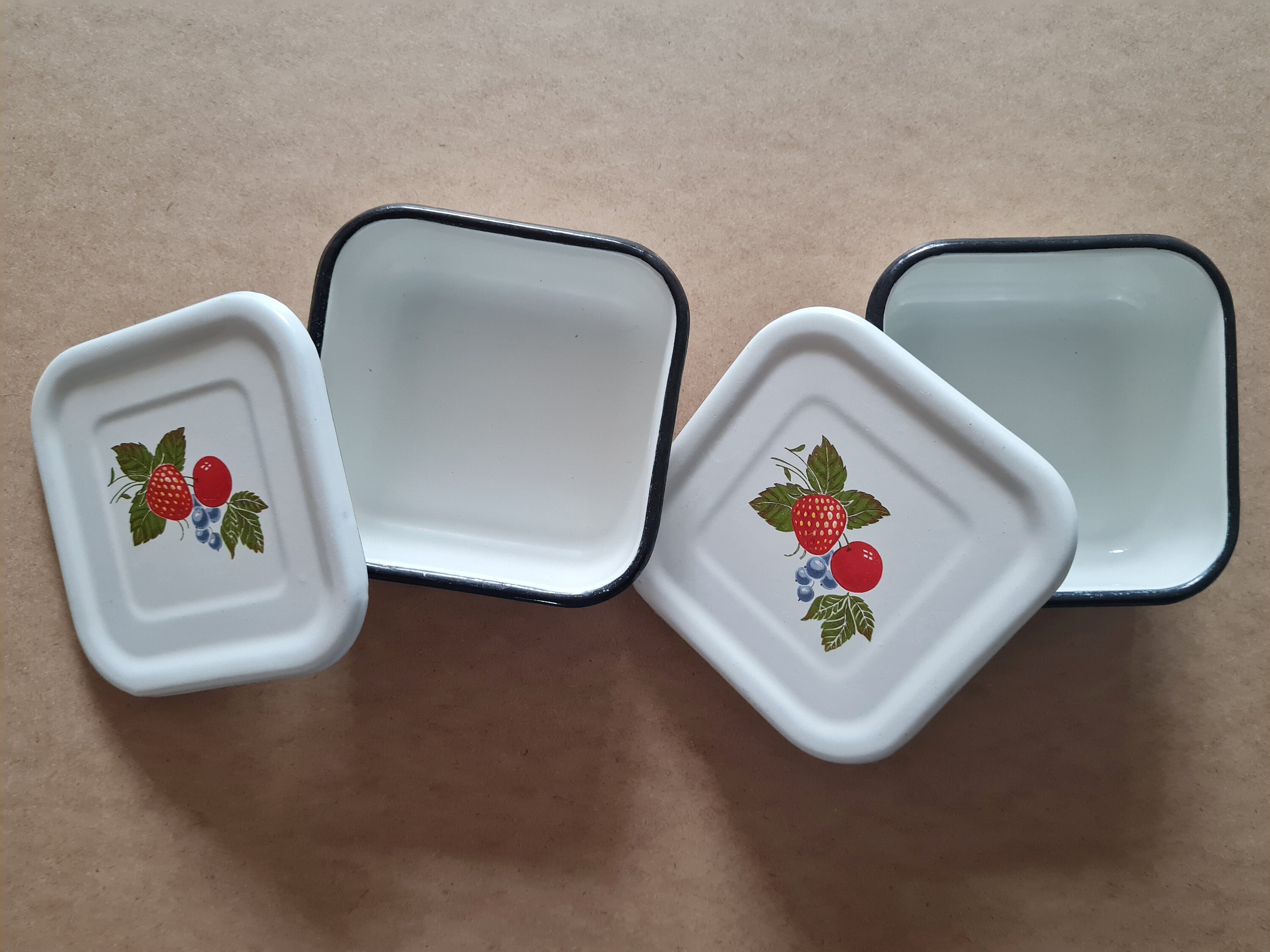 Vintage white enamel tray with lid Food container USSR Etsy