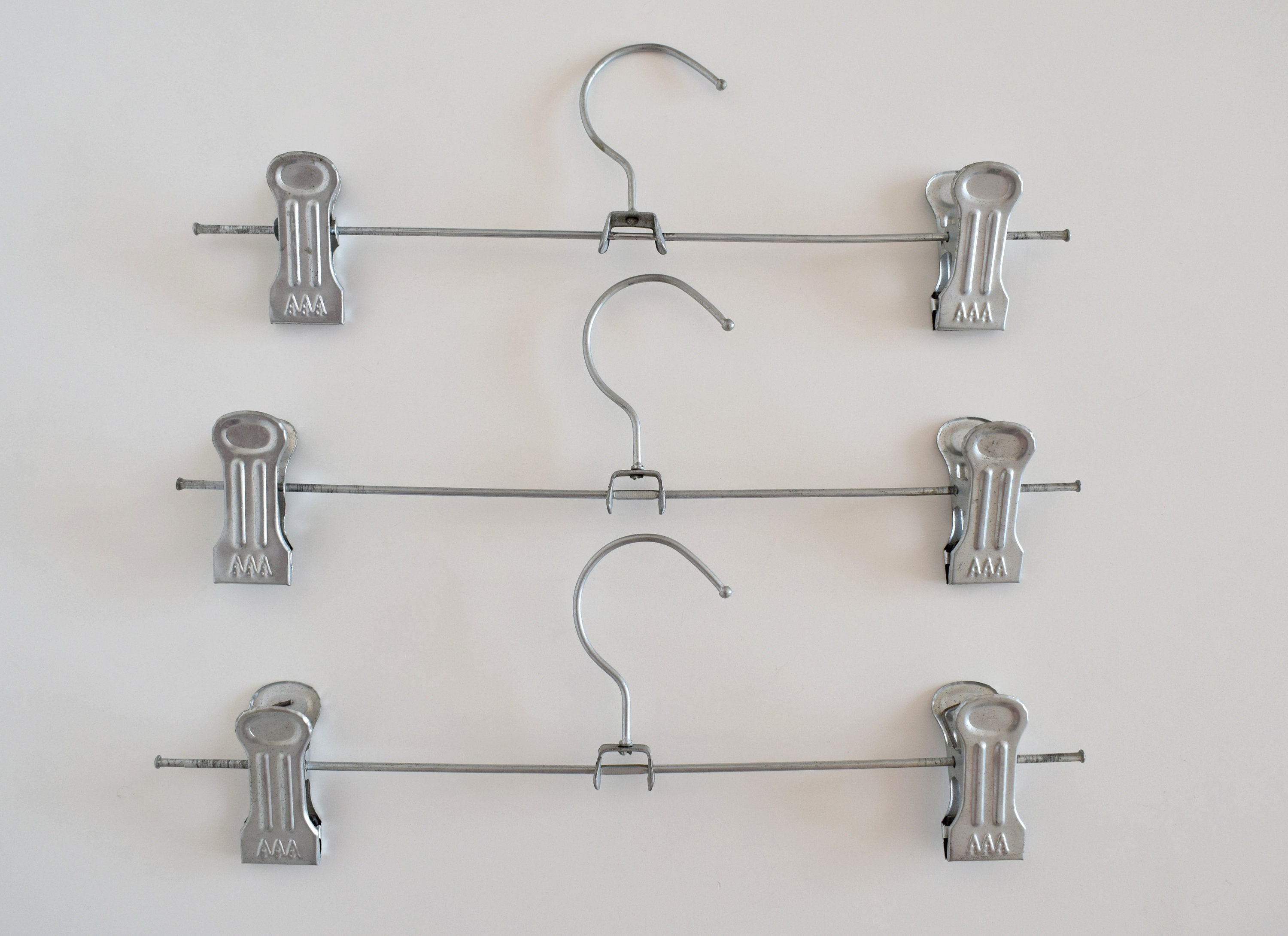 Vintage aluminum clothes hangers Metal clothespins Made in Etsy