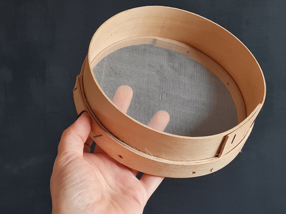 Vintage round wooden sieve small sieve Rustic cooking utensils Etsy