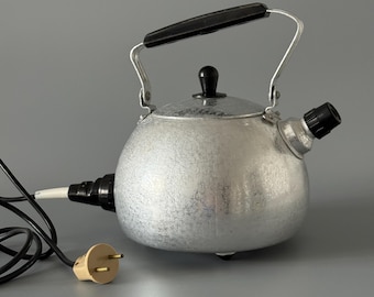 Vintage sovjetisk vattenkokare – Sovjetunionen Aluminium Tekanna med värmeelement – Sovjetisk köksapparat från 1990-talet