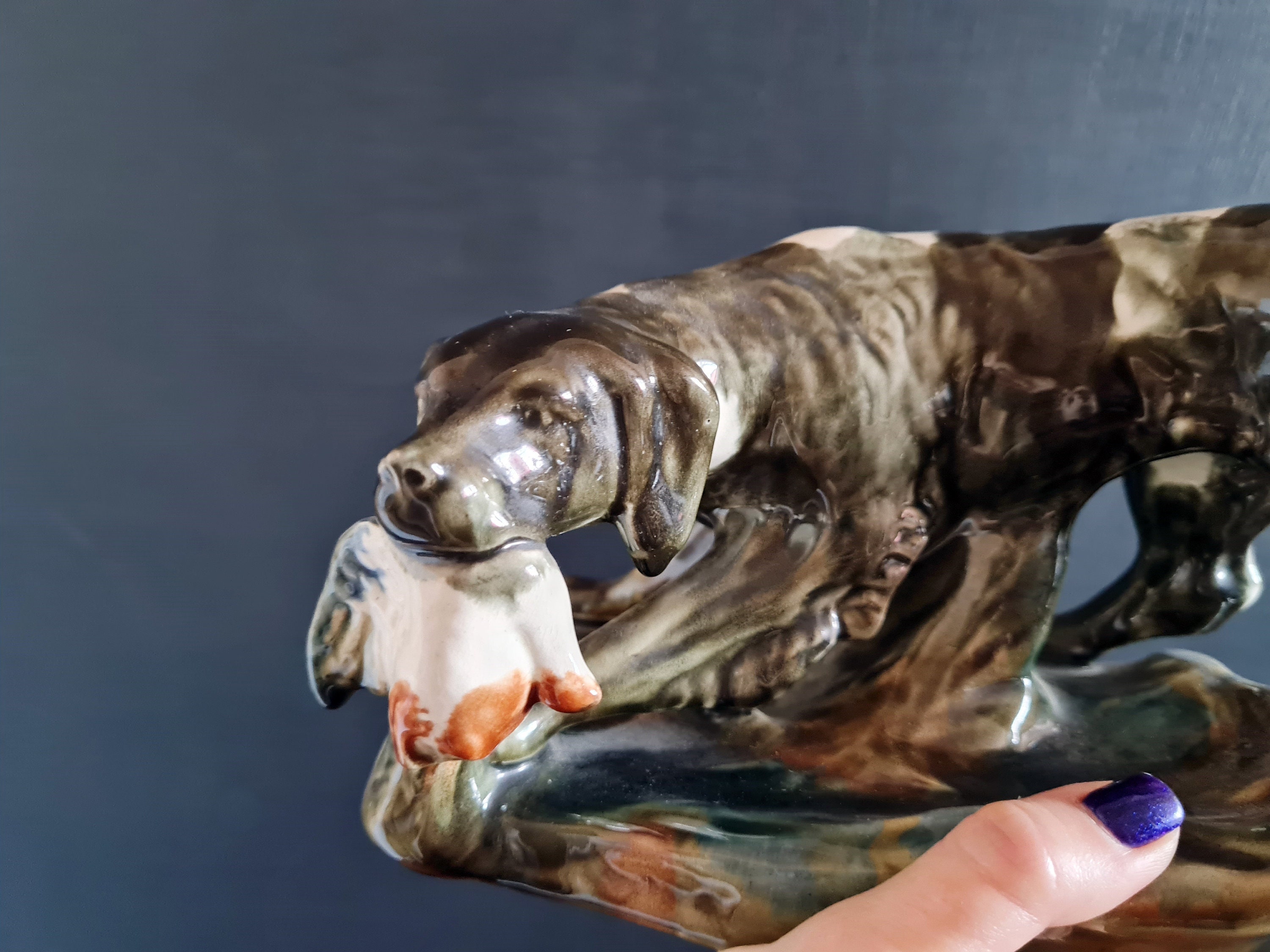 ヴィンテージ ソビエト製 磁器製猟犬置物 | 1980年代 ソ連製 デスク