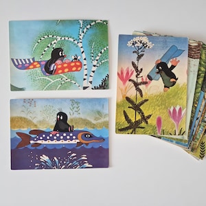 Vintage Czechoslovakian postcards with Mole, Czechoslovakian cartoon about a mole